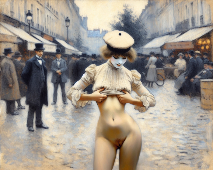 Presentation - NSFW, My, Erotic, Mime, Neural network art, Art, Street performers, Pubis, Labia, Cameltoe