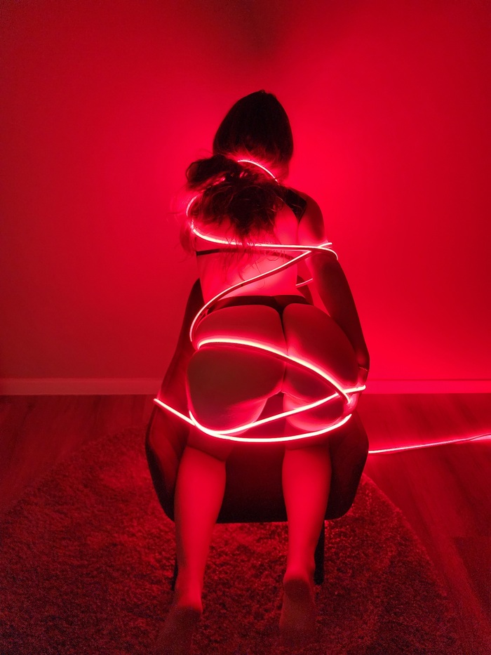 Neon - NSFW, My, Erotic, Boobs, No face, Homemade, Neon, Longpost