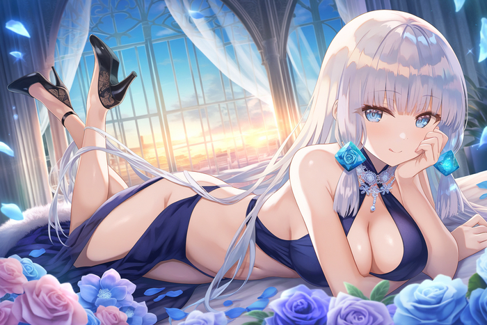 Ayaya - NSFW, Genshin impact, Pixiv, Anime, Anime art, Neural network art, Kamisato Ayaka (Genshin Impact), Hips, Boobs