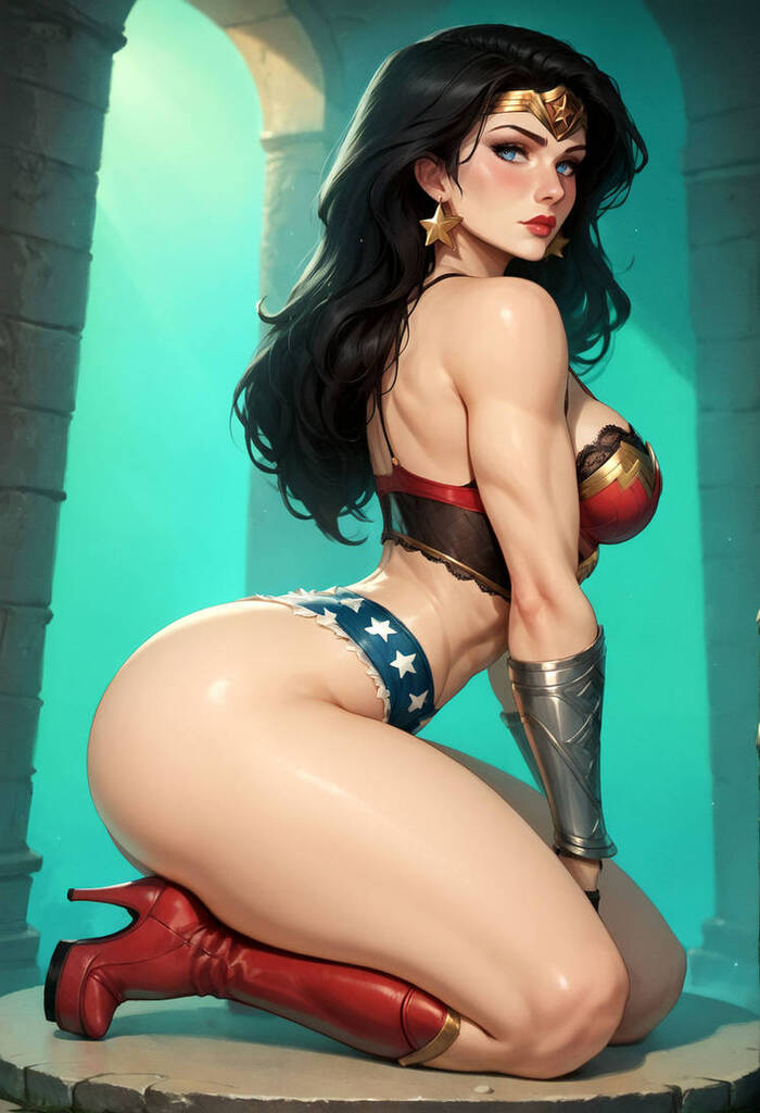 Wonder Woman - NSFW, Art, Hand-drawn erotica, Erotic, Neural network art, Wonder Woman, Diana Prince, Muscleart, Strong girl, Longpost