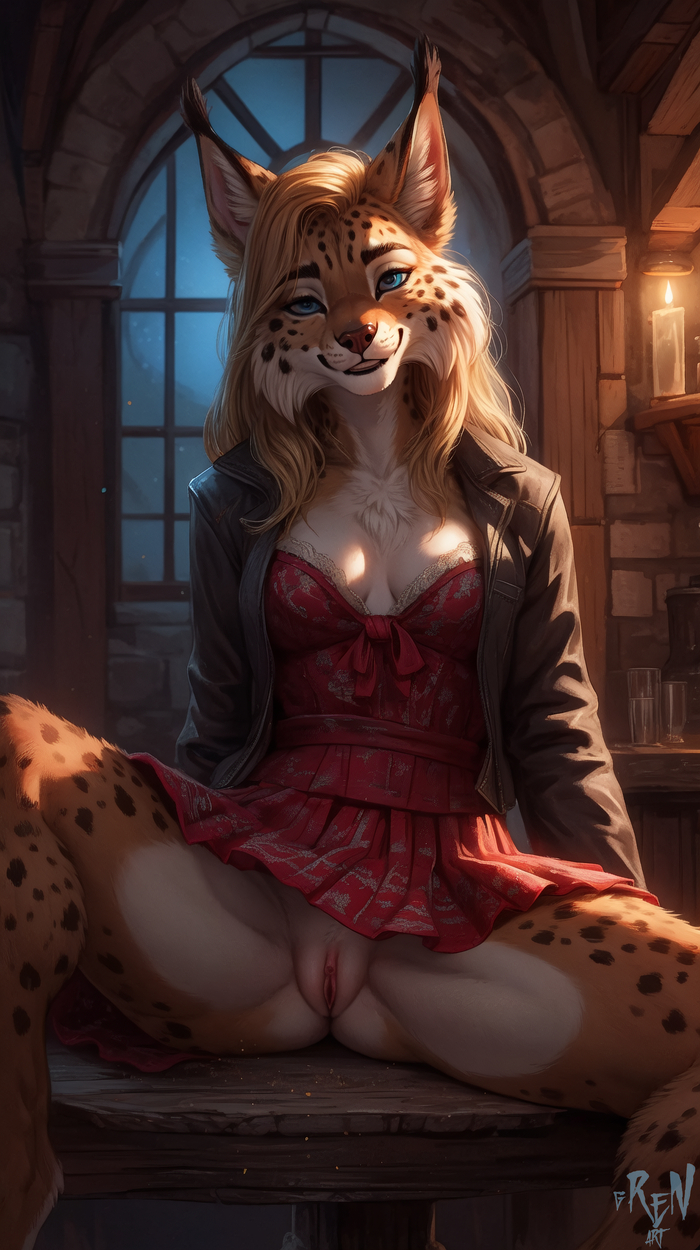 After midnight - NSFW, Моё, Арты нейросетей, Stable Diffusion, Furry Art, Furry Lynx, Furotica, Фурри, Арт