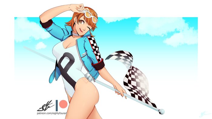 Yukari - NSFW, Eightyfourart, Art, Anime, Anime art, Hand-drawn erotica, Persona, Persona 3, Takeba Yukari, Swimsuit