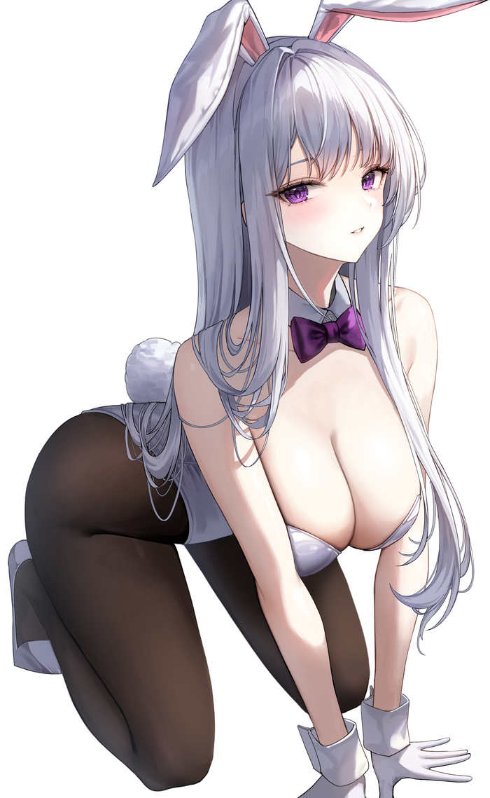 Зайка - NSFW, Anime Art, Аниме, Original Character, Bunnysuit, Bunny Ears, Bunny tail, Сиськи, Колготки