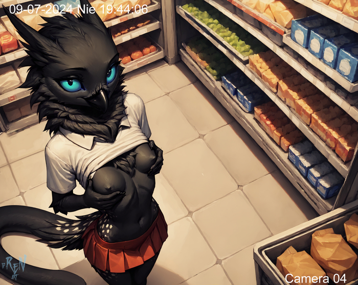 Supermarket - NSFW, My, Neural network art, Stable diffusion, Furry art, Furry avian, Furotica, Furry, Anthro, Art