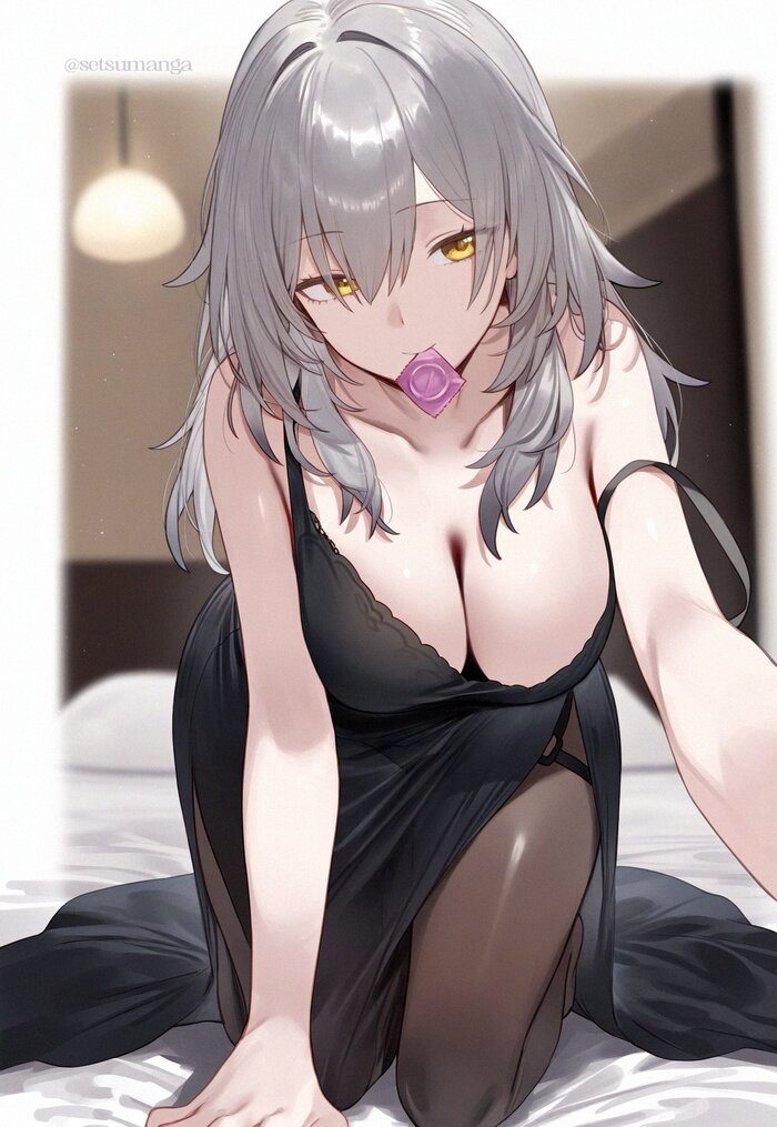 Пошалим? - NSFW, Моё, Аниме, Anime Art, Арты нейросетей, Honkai: Star Rail, Stelle (Honkai: Star Rail), Платье