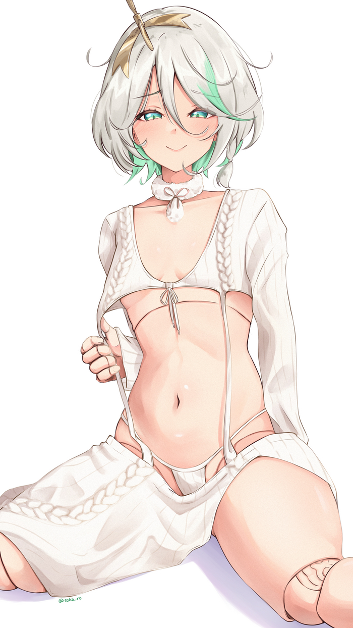 Cecilia - NSFW, Anime Art, Аниме, Hololive, Virtual YouTuber, Cecilia Immergreen, Virgin killer sweater, Панцу