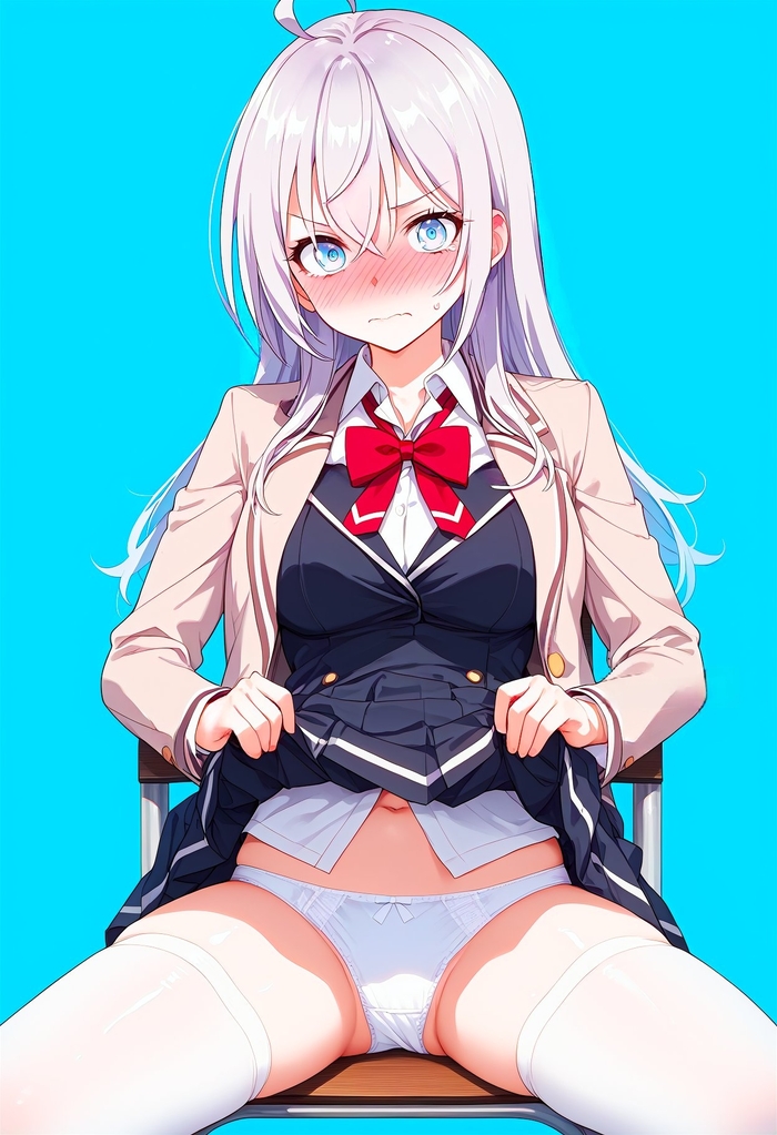 S-s-look - NSFW, Anime, Anime art, Tokidoki Bosotto Russia-go de Dereru Tonari no Aly, Alisa Mikhailovna Kujou, Pantsu, Neural network art, Stockings, Navel