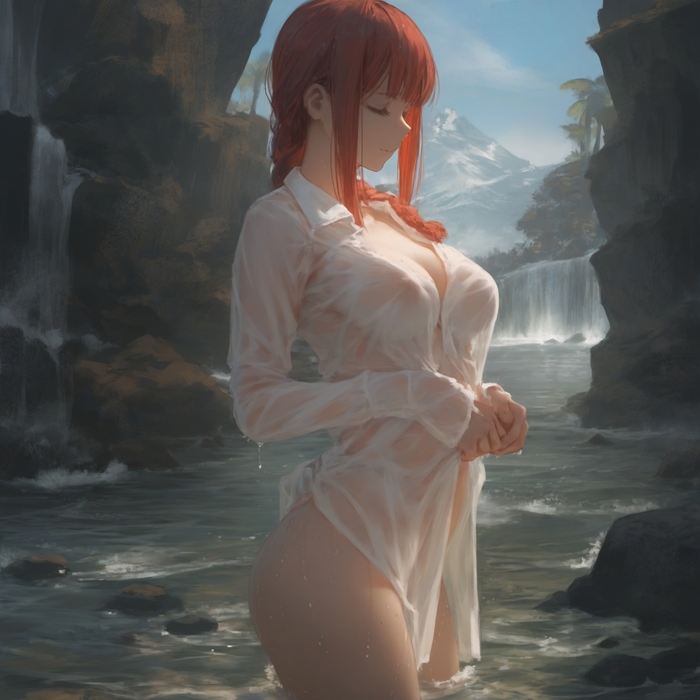 Wet Makima - NSFW, Makima, Chainsaw man, Anime, Anime art, Neural network art, Girls, Telegram (link)