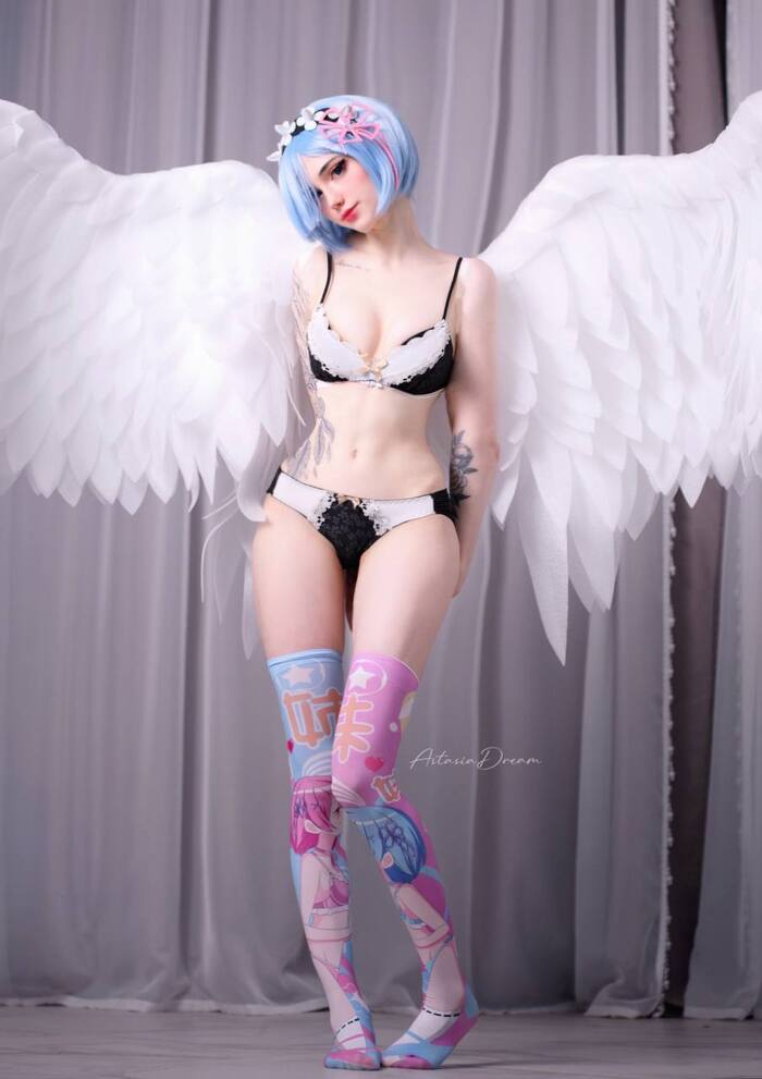 Angel Rem - NSFW, Erotic, Re: Zero Kara, Rem (Re: Zero Kara), Cosplay, Girls, Astasiangel, VKontakte (link)