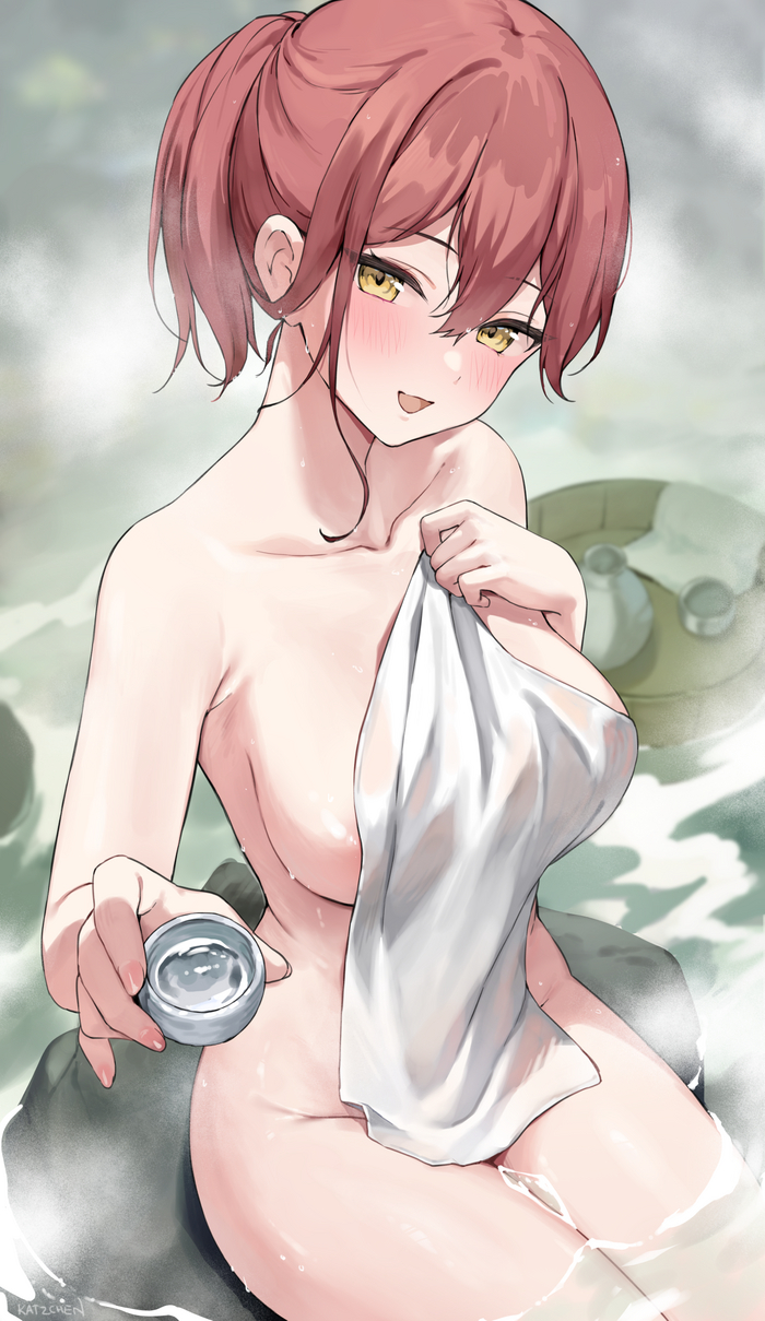 Onsen - NSFW, Art, Anime art, Anime, Original character, Kaetzchen