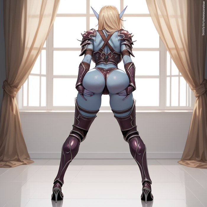 Sylvanas Windrunner - NSFW, My, Sylvanas Windrunner, Computer games, World of warcraft, Elves, Neural network art, Booty, Erotic, Sexuality, Longpost