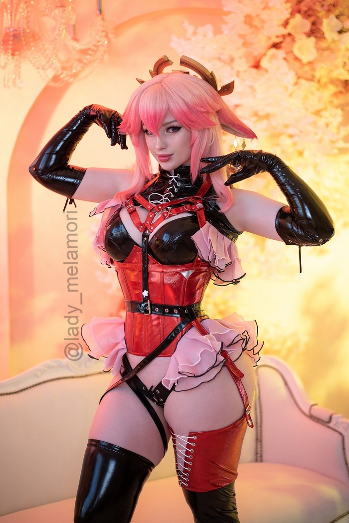 Cosplay on Yae Miko from Genshin Impact by Lady Melamori - NSFW, My, Cosplay, Lady melamori, Genshin impact, Yae Miko (Genshin Impact), Longpost, The photo