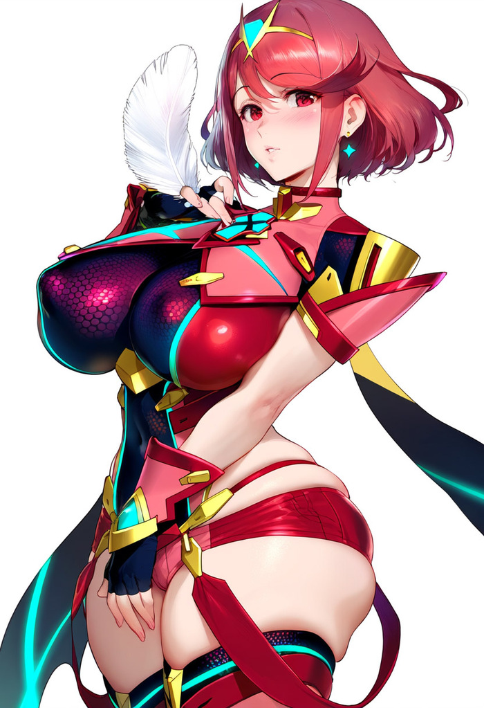 Pyra - NSFW, Арт, Аниме, Anime Art, Рисованная эротика, Эротика, Арты нейросетей, Extra thicc, Xenoblade, Xenoblade 2, Pyra, Длиннопост