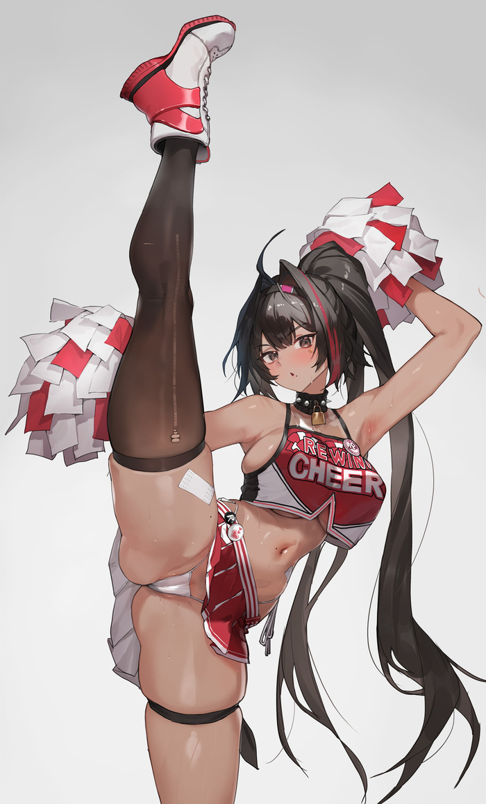 Bay! Hoba! - NSFW, Anime, Anime art, Goddess of victory: nikke, Bay (Nikke), Cheerleading, Pantsu, Stockings