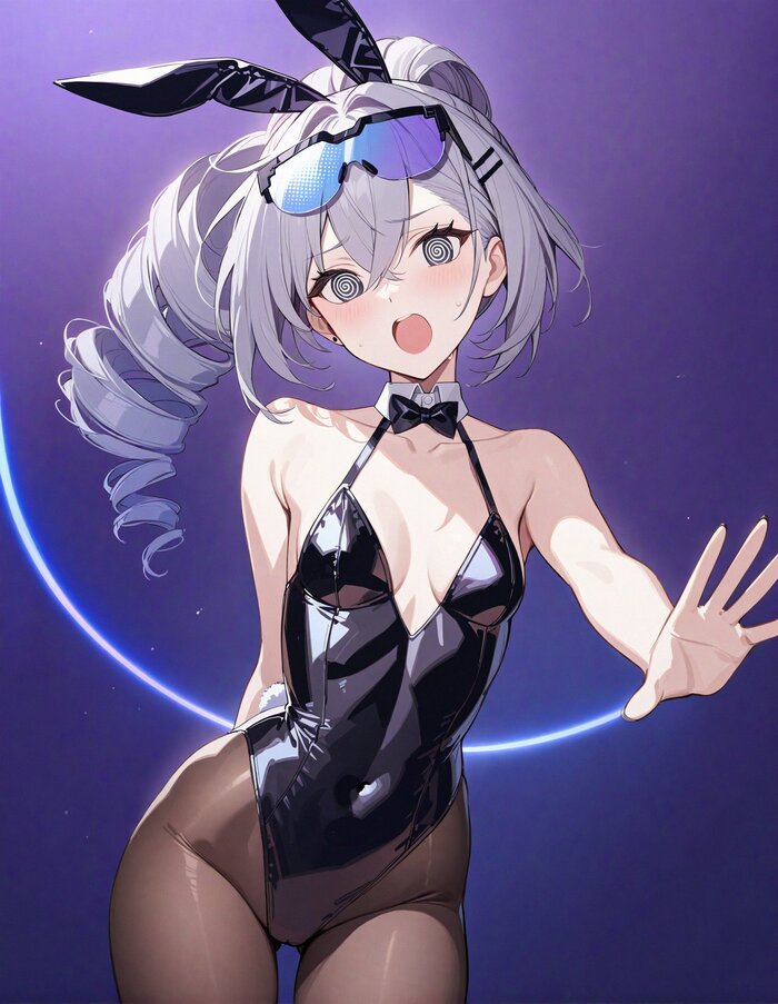 Под гипнозом - NSFW, Аниме, Anime Art, Silver Wolf (Honkai: Star Rail), Honkai: Star Rail, Bunnysuit, Bunny Ears, Арты нейросетей