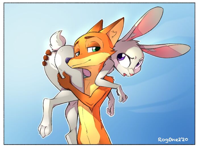The fox carries me beyond the distant forests... - NSFW, Art, Booty, Cartoons, Judy hopps, Nick wilde, Zootopia