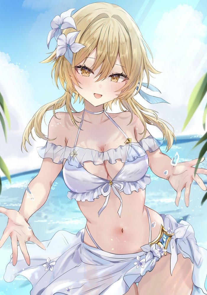 Lumin - NSFW, Lumine (Genshin Impact), Pixiv, Anime, Anime art, Swimsuit, Boobs, Genshin impact