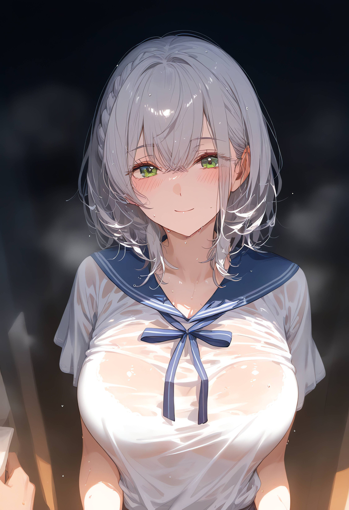 Wet Sister Noelle - NSFW, Shirogane noel, Virtual youtuber, Neural network art, Hololive, Anime, Anime art, Girls, Telegram (link), Big size