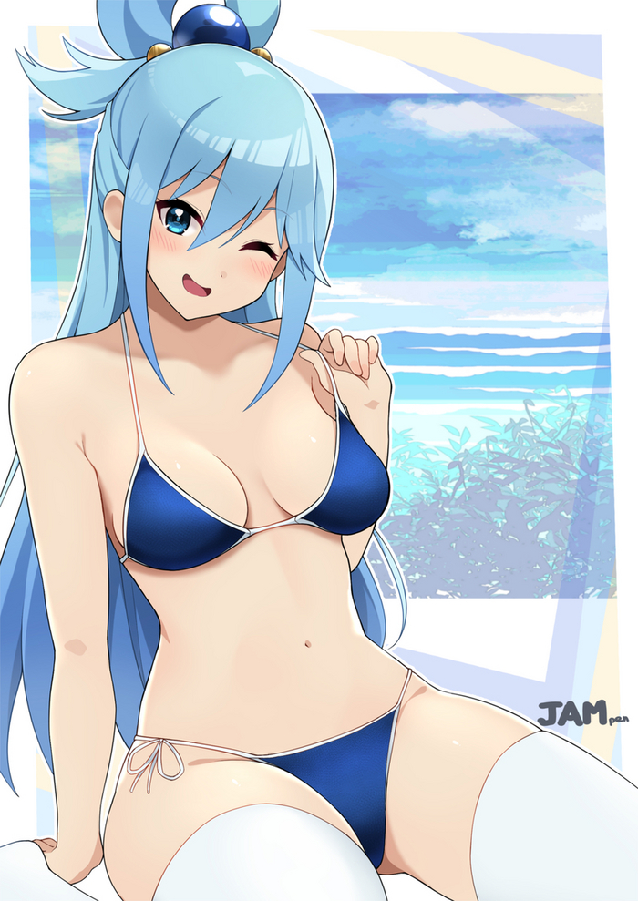 Все на пляж - NSFW, Аниме, Anime Art, Konosuba, Aqua, Купальник