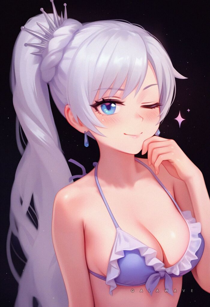 Вайсс - NSFW, Anime Art, Аниме, Pixiv, Арты нейросетей, Нижнее белье, Weiss Schnee, RWBY, Длиннопост