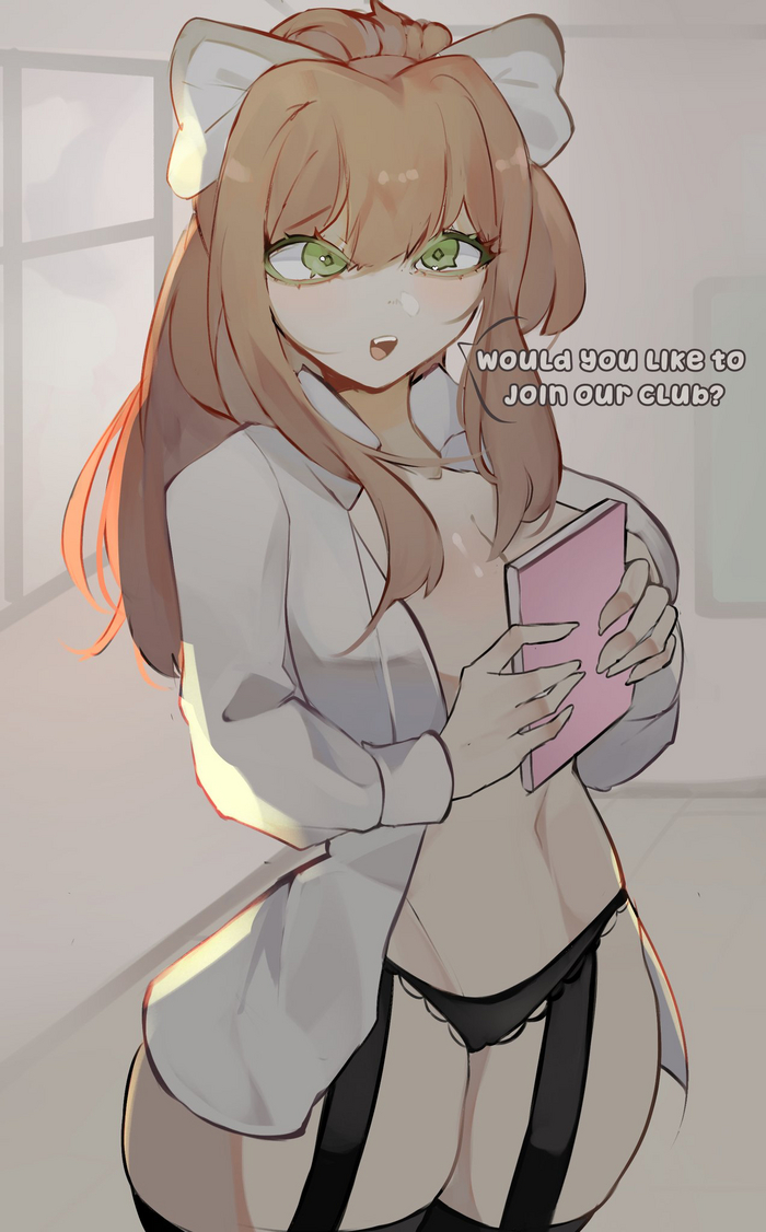 Присоединишься к клубу? - NSFW, Anime Art, Аниме, Doki Doki Literature Club, Monika, Визуальная новелла