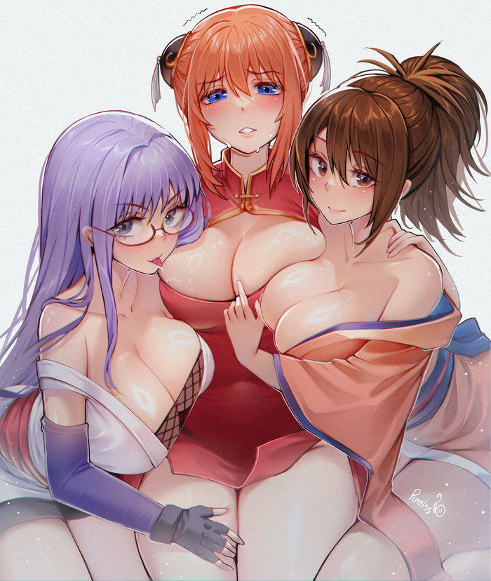 Ayame, Kagura, Tae - NSFW, Anime, Anime art, Kagura, Gintama, Boobs, Art