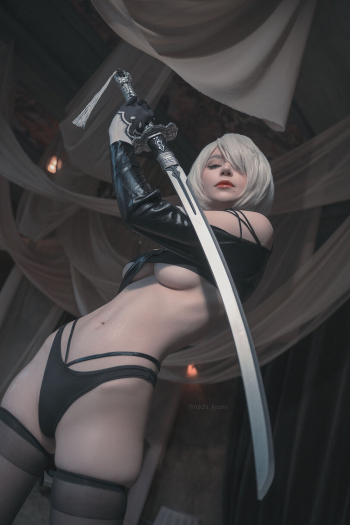 2B | NieR:Automata - NSFW, Девушки, Косплей, NIER Automata, Чулки, Telegram (ссылка), Длиннопост, Фотография, Эротика, Сиськи, Колготки