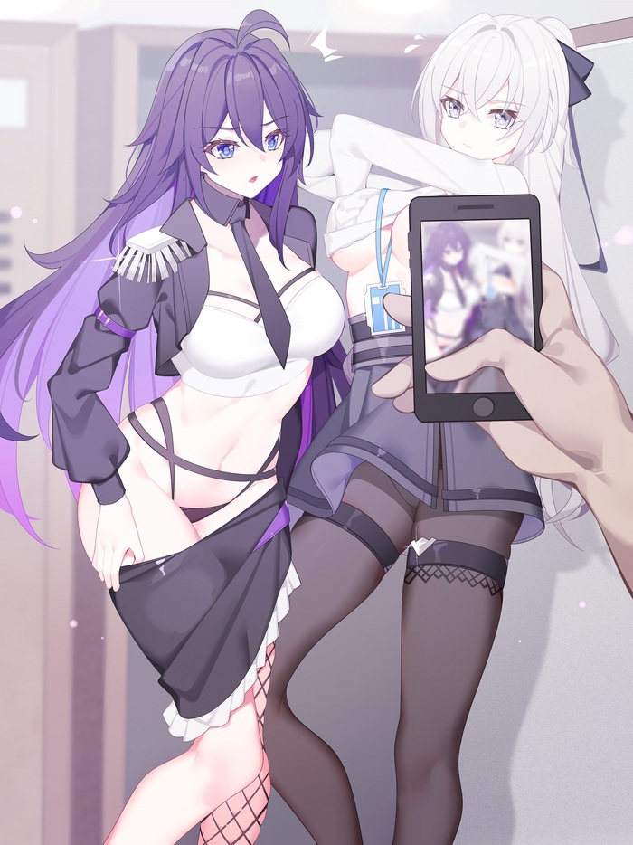 S & B - NSFW, Anime Art, Аниме, Honkai: Star Rail, Honkai Impact, Seele (Honkai: Star Rail), Bronya Zaychik, Панцу, Сиськи, Колготки, Длиннопост