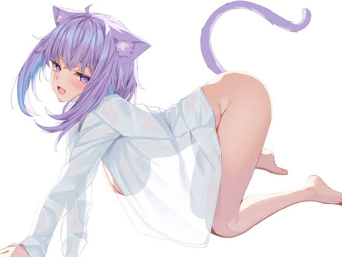 Хвостик :3 - NSFW, Anime Art, Аниме, Virtual YouTuber, Hololive, Nekomata Okayu, Animal Ears, Хвост, Неко