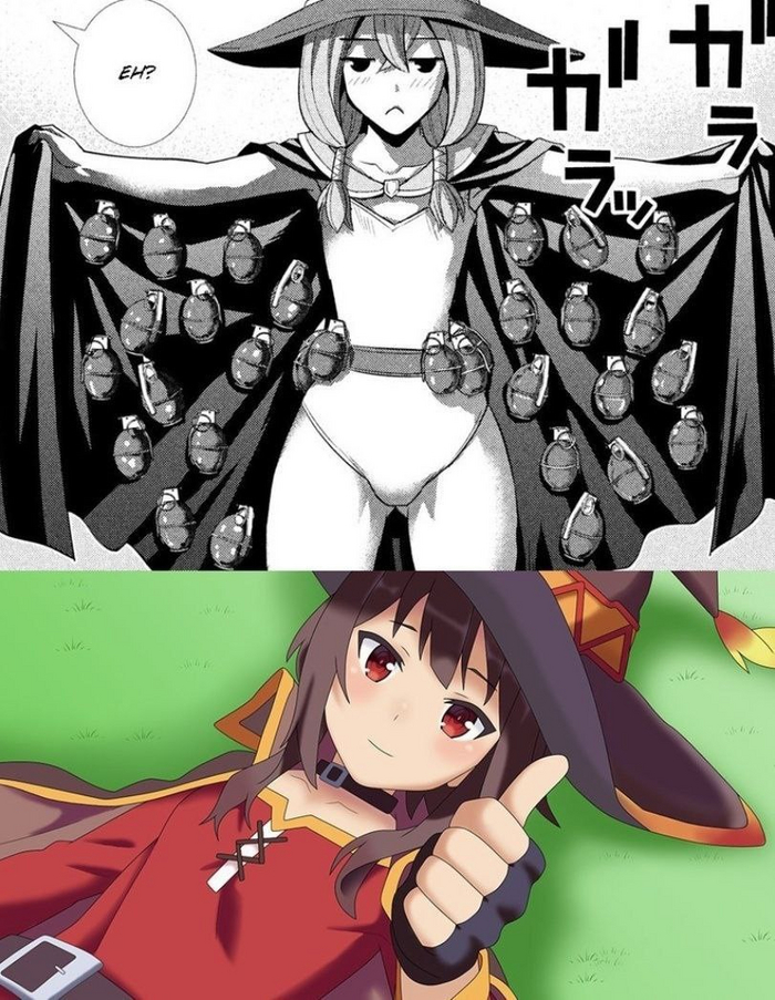 Kaboom - NSFW, Anime, Anime memes, Picture with text, Manga, Konosuba, Megumin