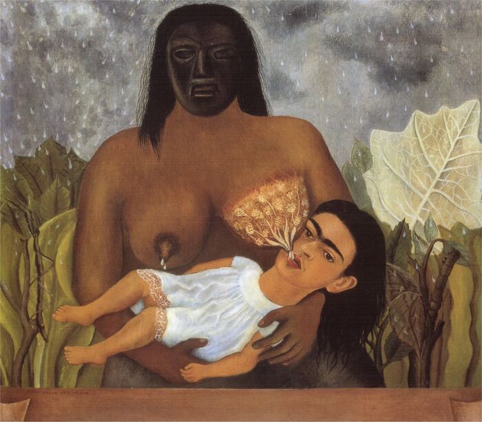 Frida Kahlo вЂ“ My Nanny and Me - NSFW, Picture with text, Images, Oil painting, Painting, Art, Art, Telegram channels, Telegram (link)