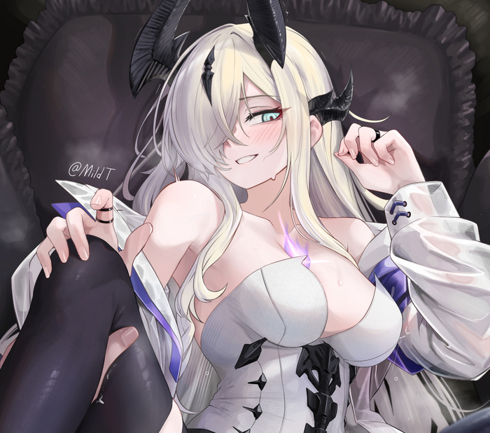 Eblana - NSFW, Anime art, Anime, Arknights, Eblana Dublinn, Mildt, Longpost