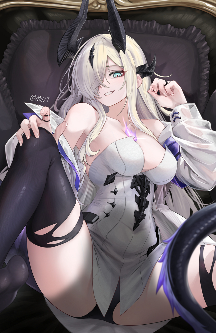 Eblana - NSFW, Anime art, Anime, Arknights, Eblana Dublinn, Mildt, Longpost