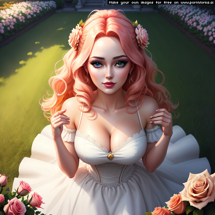 A rose among roses - NSFW, My, Erotic, Original character, Neural network art, Anime, Colorful hair