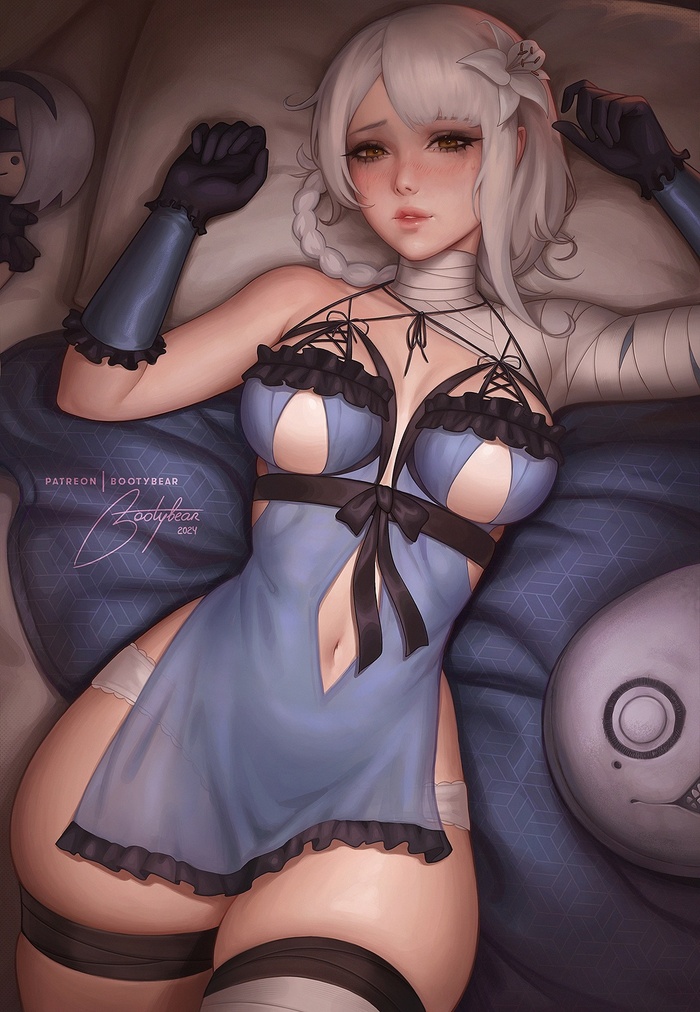 Kaine - NSFW, Art, Anime, Anime art, Hand-drawn erotica, Erotic, NIER, NIER replicant, Kaine, Game art, Hips, VKontakte (link)