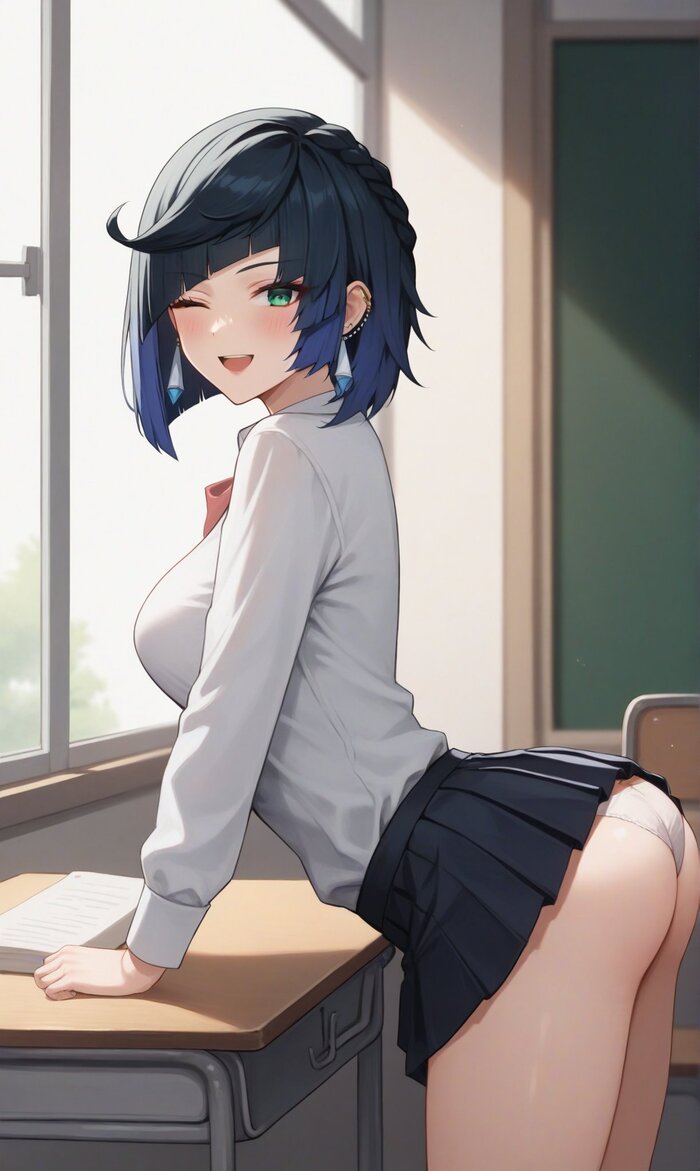 Yelan - NSFW, Anime art, Anime, Yelan (Genshin Impact), Genshin impact, Pantsu, Booty, Neural network art