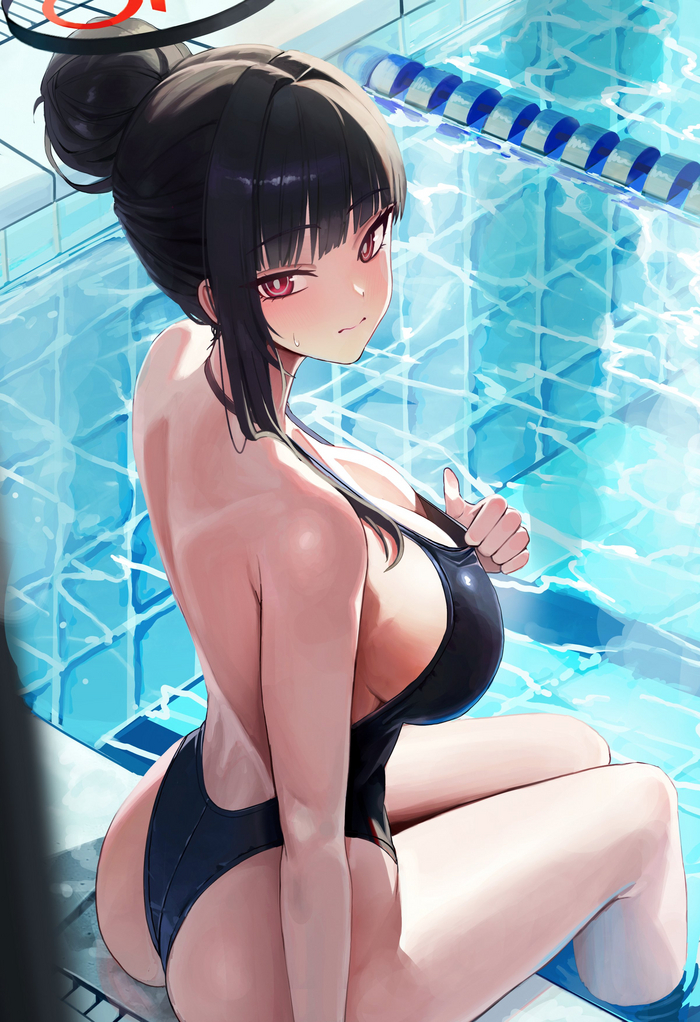 Rio - NSFW, Anime, Anime art, Art, Girls, Games, Blue archive, Tsukatsuki Rio, Swimsuit, Booty