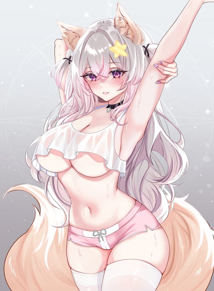 Annytf - NSFW, Anime Art, Аниме, Virtual YouTuber, Annytf, Animal Ears, Сиськи, Хвост