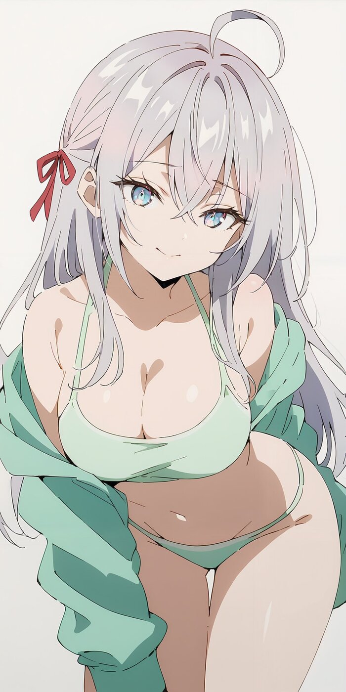 Alisa - NSFW, Anime art, Anime, Alisa Mikhailovna Kujou, Tokidoki Bosotto Russia-go de Dereru Tonari no Aly, Roshidere, Pantsu, Neural network art, Boobs