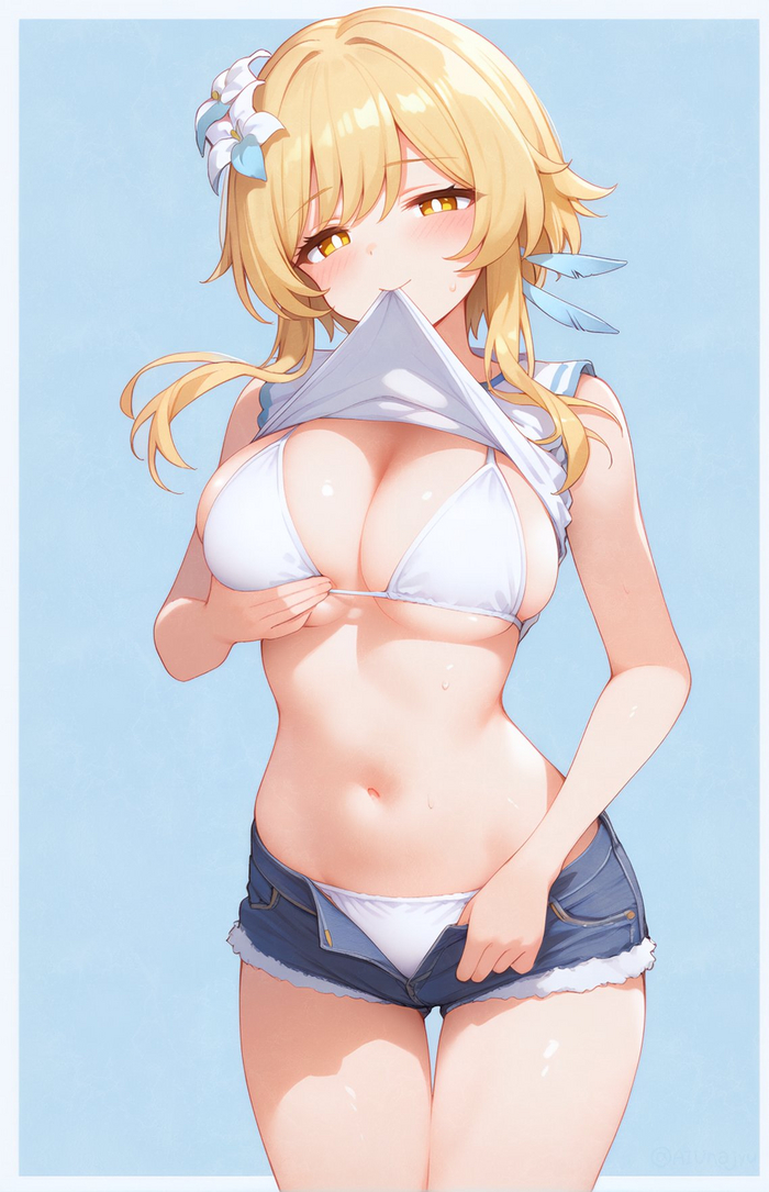 Lumine - NSFW, Genshin impact, Lumine (Genshin Impact), Art, Girls, Games, Anime art, Anime, Neural network art, Boobs