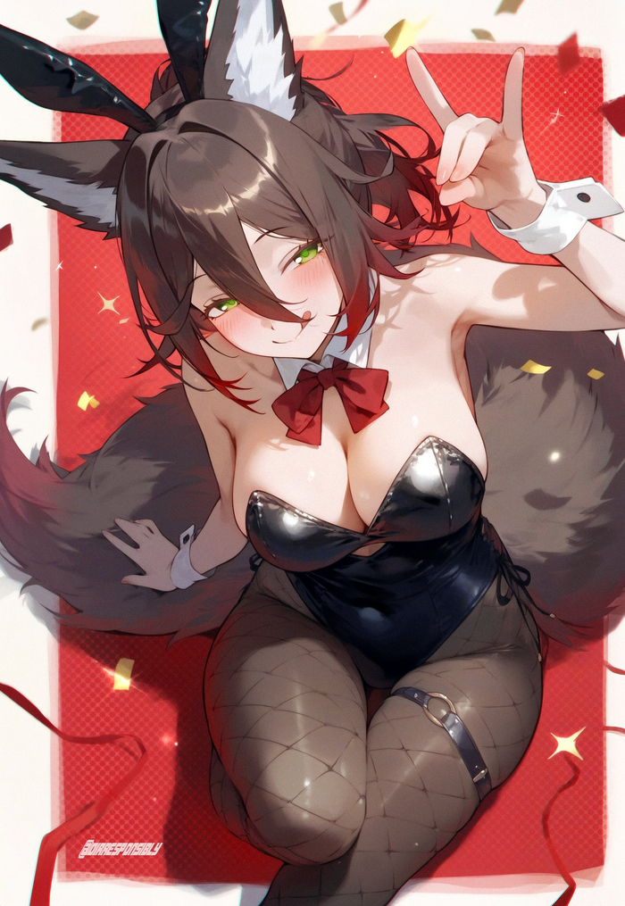 Fox - NSFW, Honkai: Star Rail, Tingyun (Honkai: Star Rail), Art, Girls, Games, Anime art, Anime, Neural network art, Dirresponsibly, Bunnysuit, Animal ears, Tail