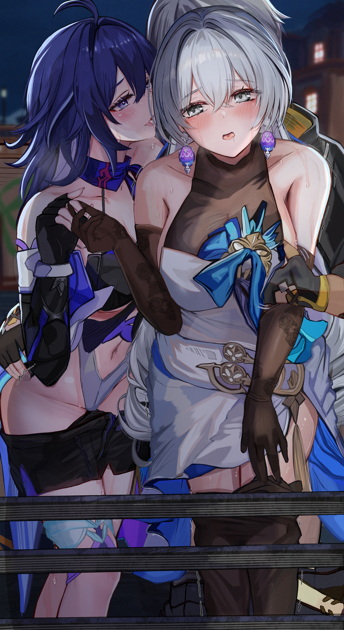 Trio - NSFW, Anime art, Anime, Honkai: Star Rail, Bronya (Honkai: Star Rail), Seele (Honkai: Star Rail), Caelus (Honkai: Star Rail), Efuri (Riarea00)