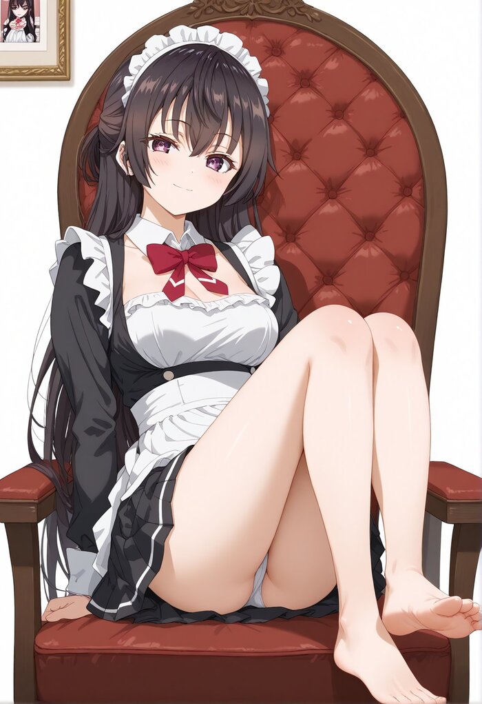 Housemaid - NSFW, Anime, Anime art, Suou Yuki, Tokidoki Bosotto Russia-go de Dereru Tonari no Aly, Roshidere, Housemaid, Pantsu, Foot fetish, Neural network art