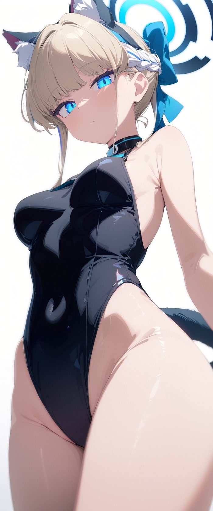 Neko Toki - NSFW, Аниме, Anime Art, Asuma Toki, Blue archive, Animal Ears, Хвост, Ошейник, Bodysuit, Арты нейросетей, Длиннопост