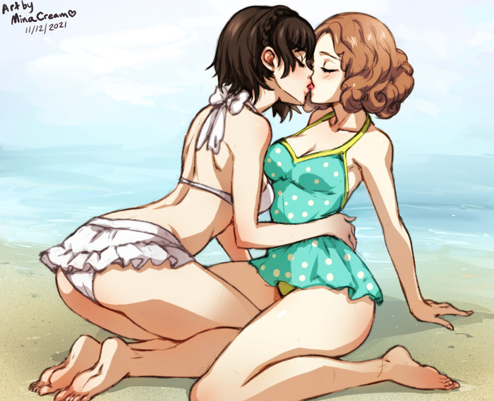 Girlfriends - NSFW, Minacream, Art, Anime, Anime art, Hand-drawn erotica, Erotic, Persona, Persona 4, Kujikawa Rise, Yuri, Persona 5, Game art, Ann takamaki, Amagi Yukiko, Niijima Makoto, Okumura haru, Longpost