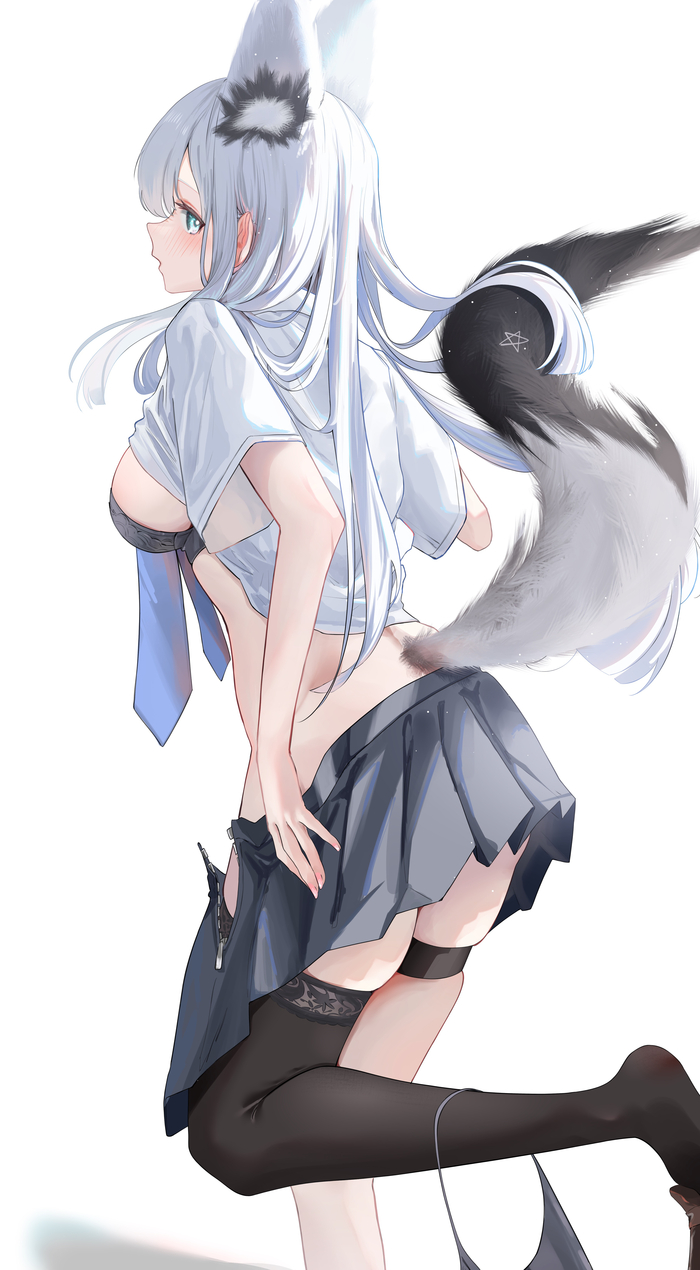 Fubuki - NSFW, Anime art, Anime, Hololive, Virtual youtuber, Shirakami fubuki, Animal ears, Tail