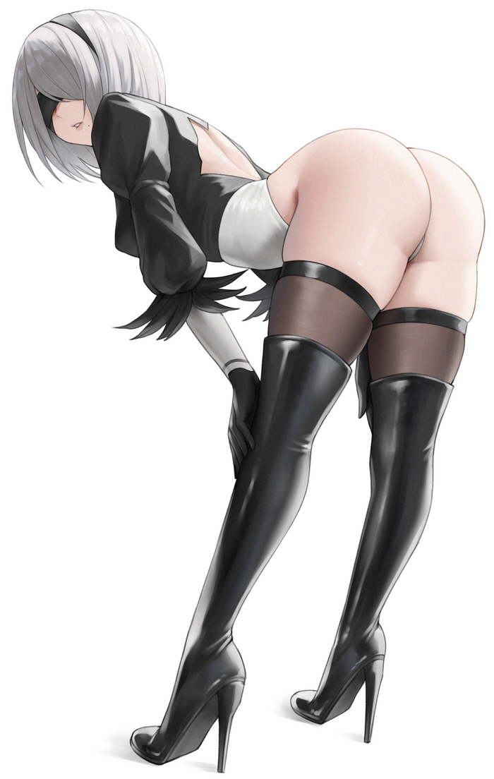 Nier Automata - NSFW, Art, Hand-drawn erotica, Erotic, Girls, Booty, NIER Automata, Yorha unit No 2 type B