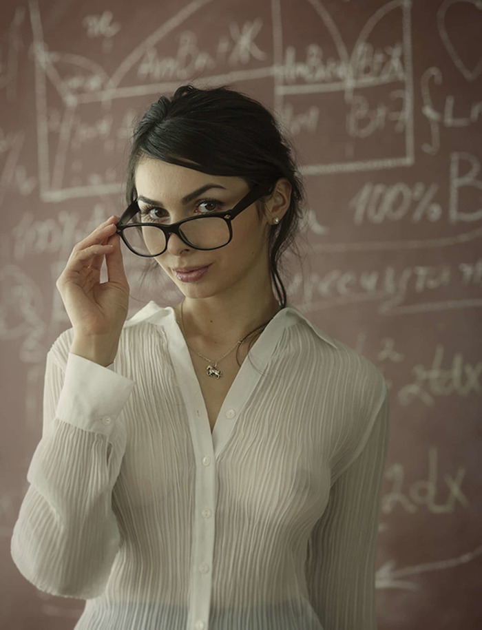 teacher - NSFW, Erotic, Girls, Boobs, Transparency, Photographer David Dubnitsky, Girl in glasses, The photo, Longpost