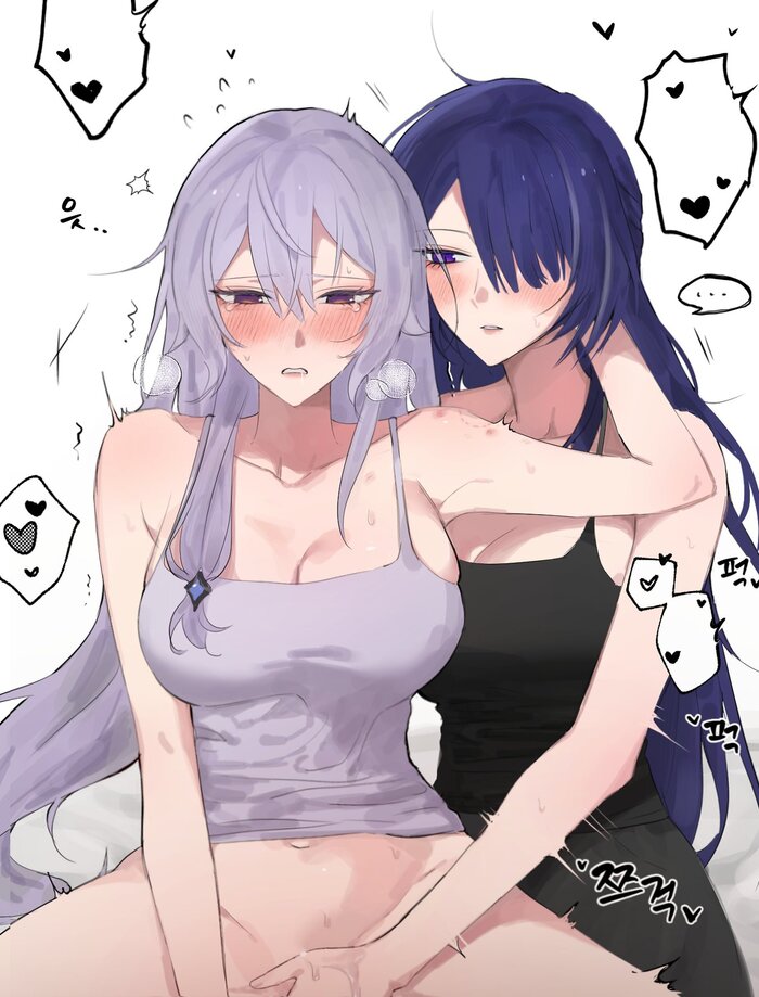 Black Swan & Acheron - NSFW, Anime Art, Аниме, Подруга, Yuri, Honkai: Star Rail, Black Swan (Honkai: Star Rail), Acheron (Honkai: Star Rail), Фингеринг, Twitter (ссылка)