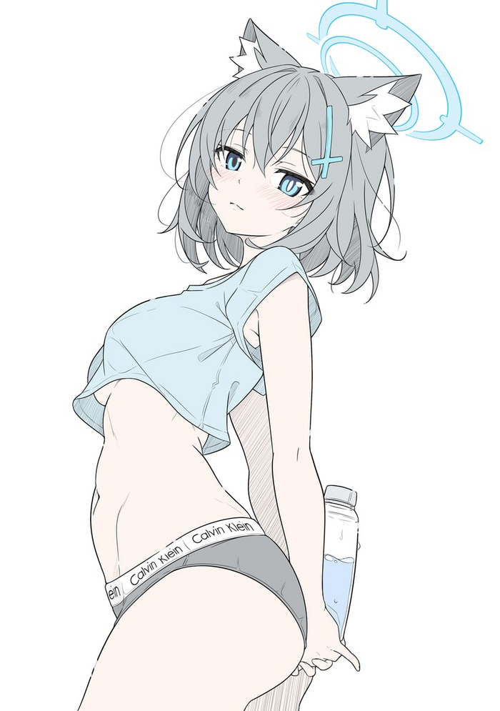 Shiroko - NSFW, Anime Art, Аниме, Blue archive, Sunaookami Shiroko, T1kosewad, Animal Ears